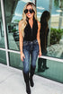 Zip up Mock Neck Ribbed Sleeveless Bodysuit